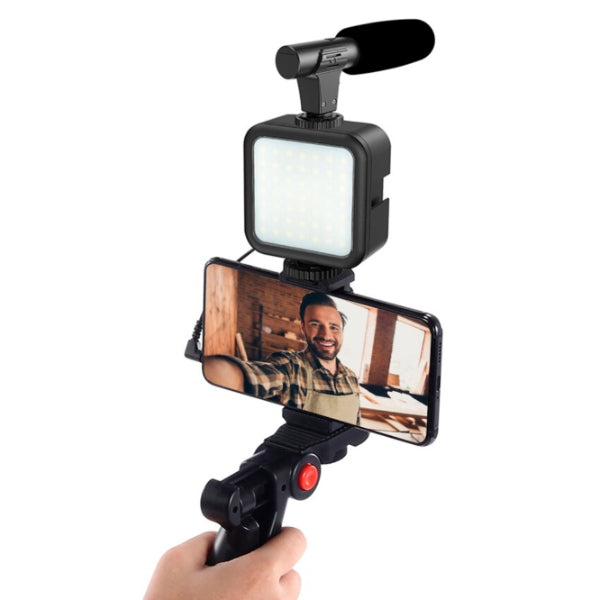 Kit De Grabacion Estabilizador Luz Led Y Micrófono