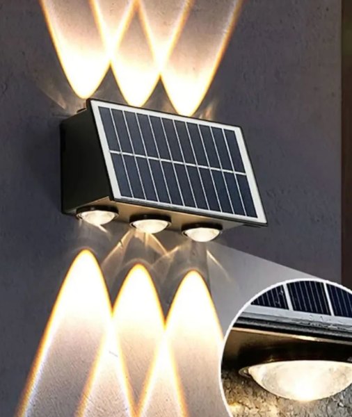 Lampara Solar Led Exterior Pared 6 Luces Led PD-6W