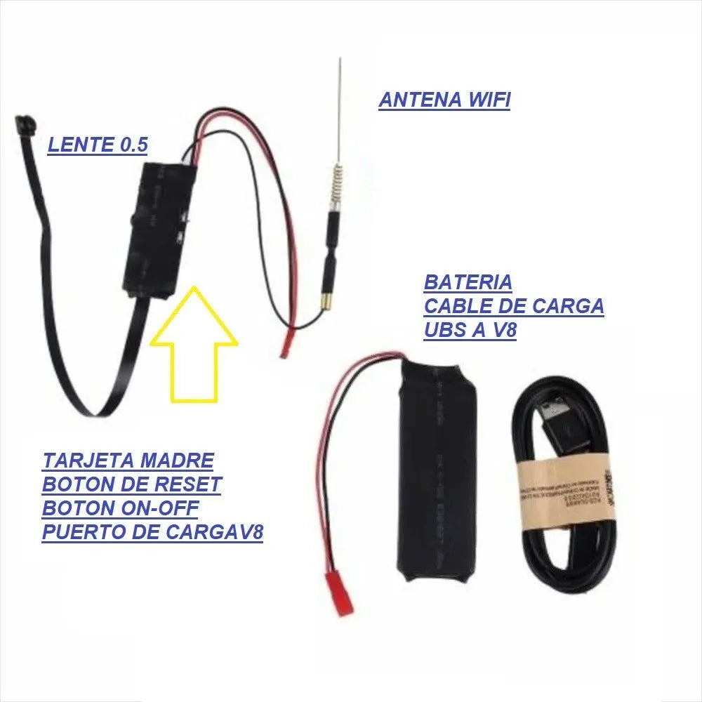 Mini Cámara Espía Inalámbrica Discreta Full Hd 1080px 4k 2k Negro