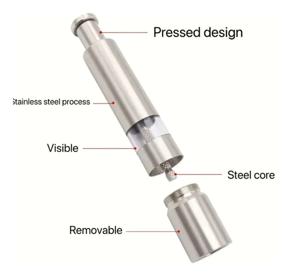 Mini Triturador De Sal Y Pimienta V196 Acero
