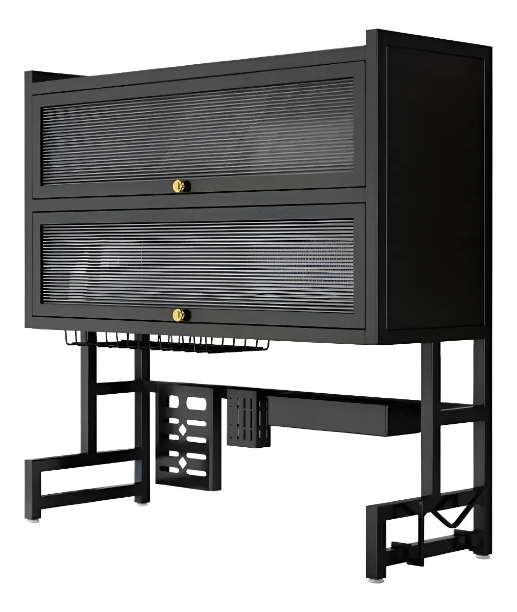 Escurridor Platos Cocina Con Gabinete Doble Zebbris Organizador Color Negro