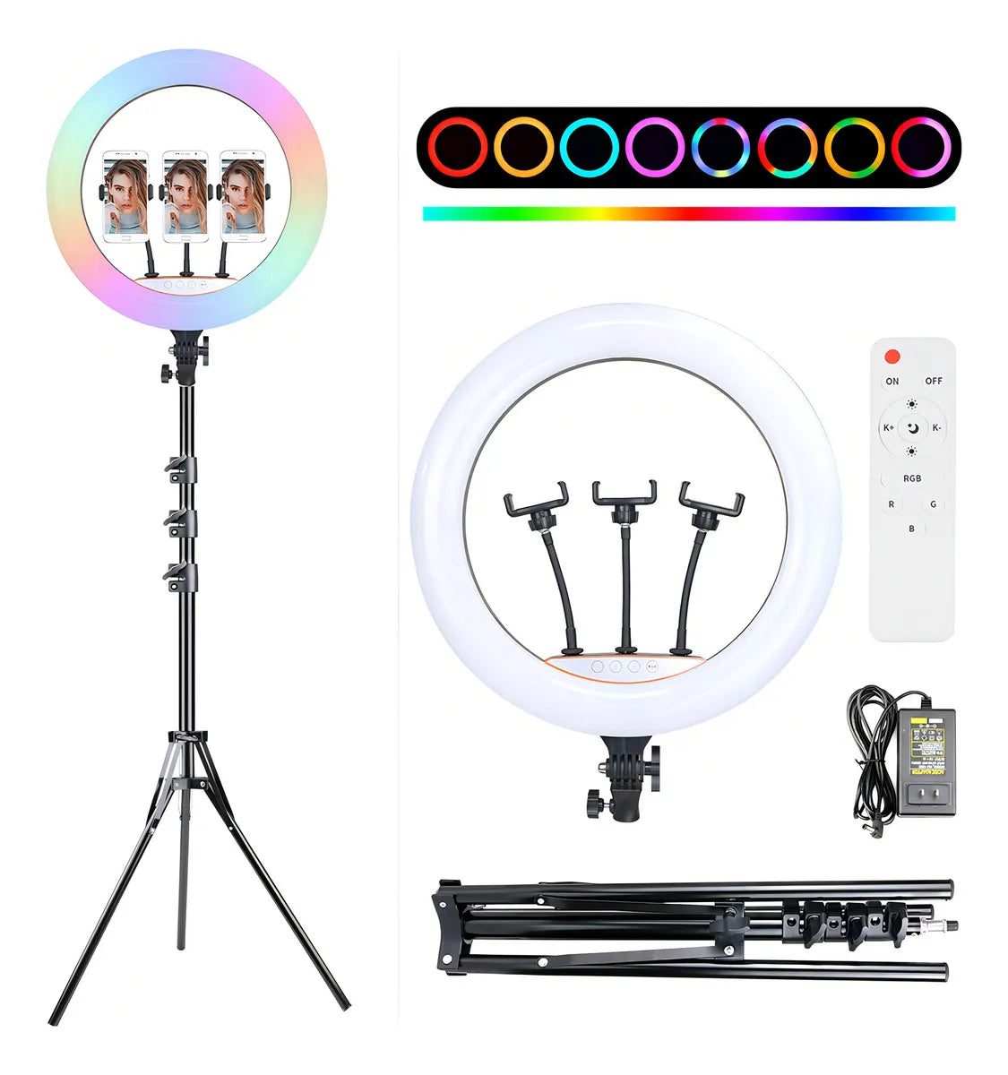 Aro De Luz 45 Cm Rgb Led Trípode Profesional Color de la estructura Negro