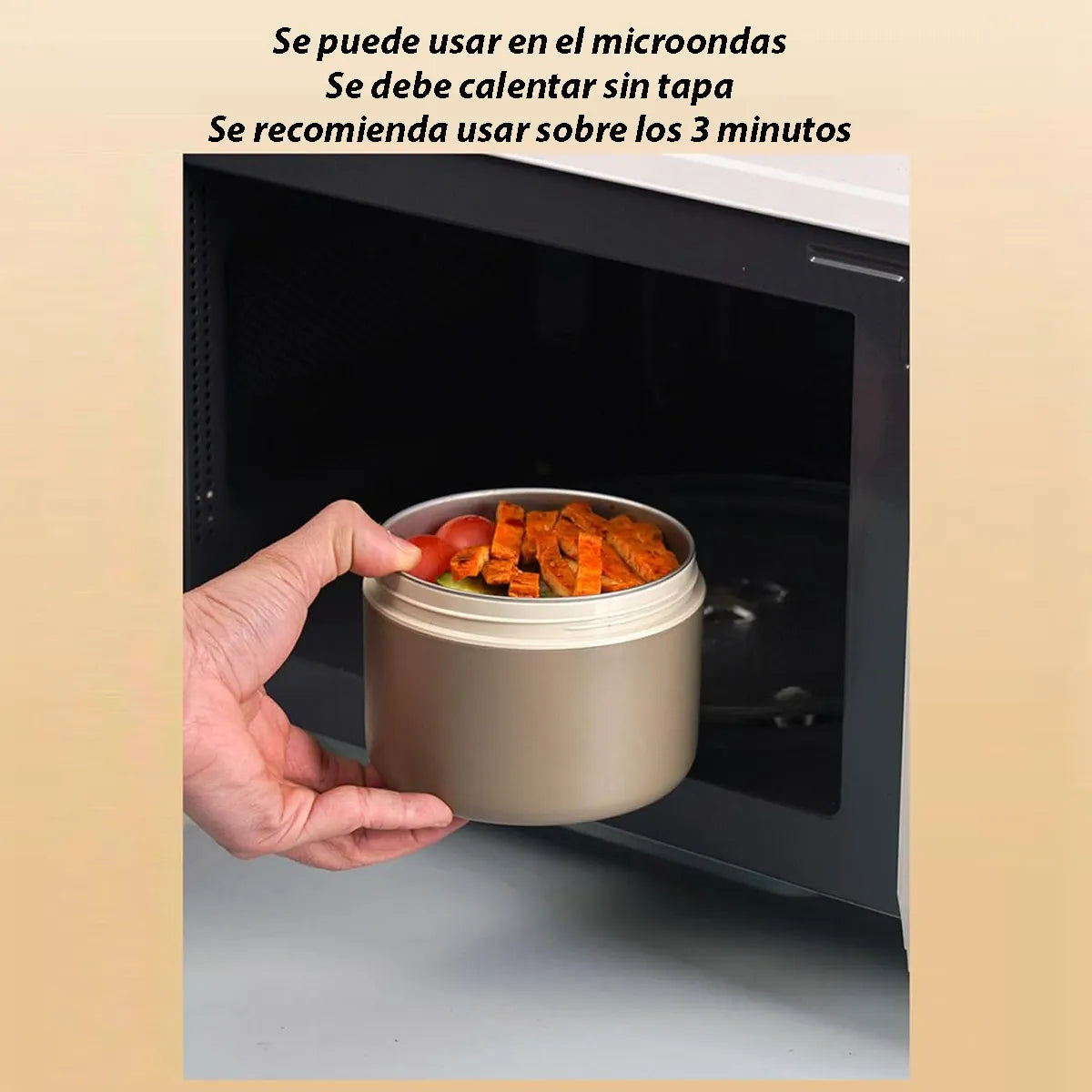 Set Portacomidas Térmico X2 Acero Inoxidable Gran Capacidad Beige