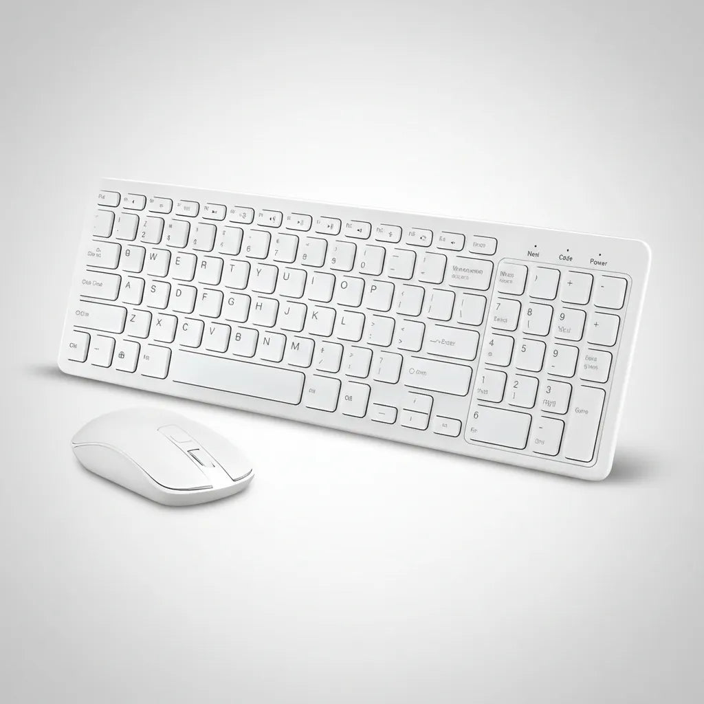 Combo Teclado Con Mouse Óptico Inalámbrico Receptor Gkm520 Blanco