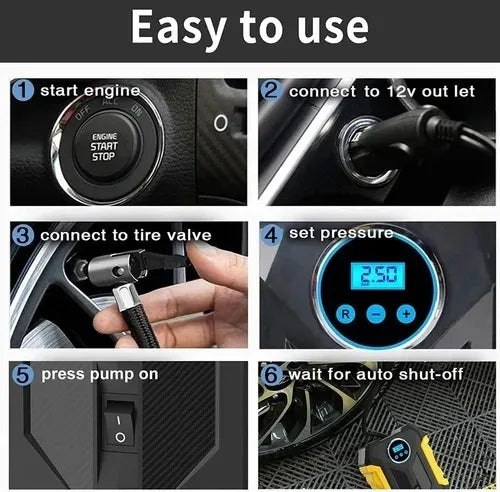 Compresor Portátil Carsun Para Autos 12V 120W 35L Con Manómetro