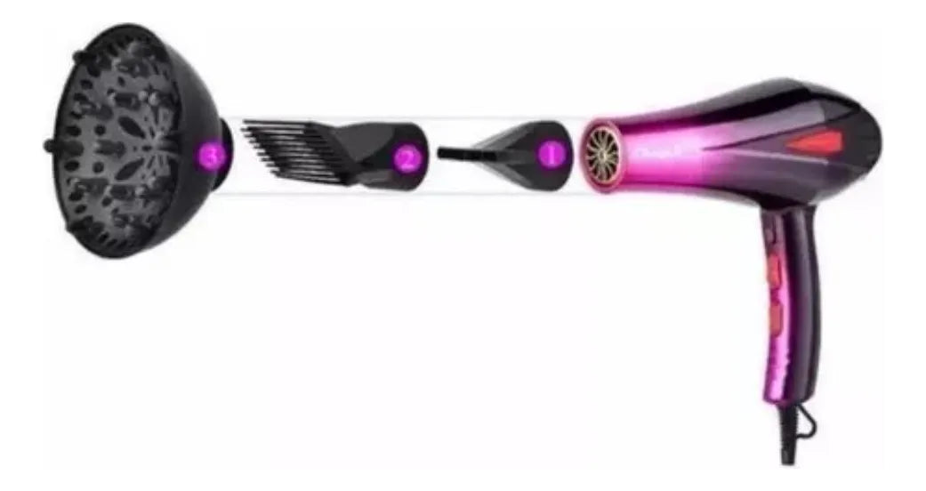 Secador De Pelo Bopai 4000w Bp5500 Más Difusores Color Negro Negro 110v