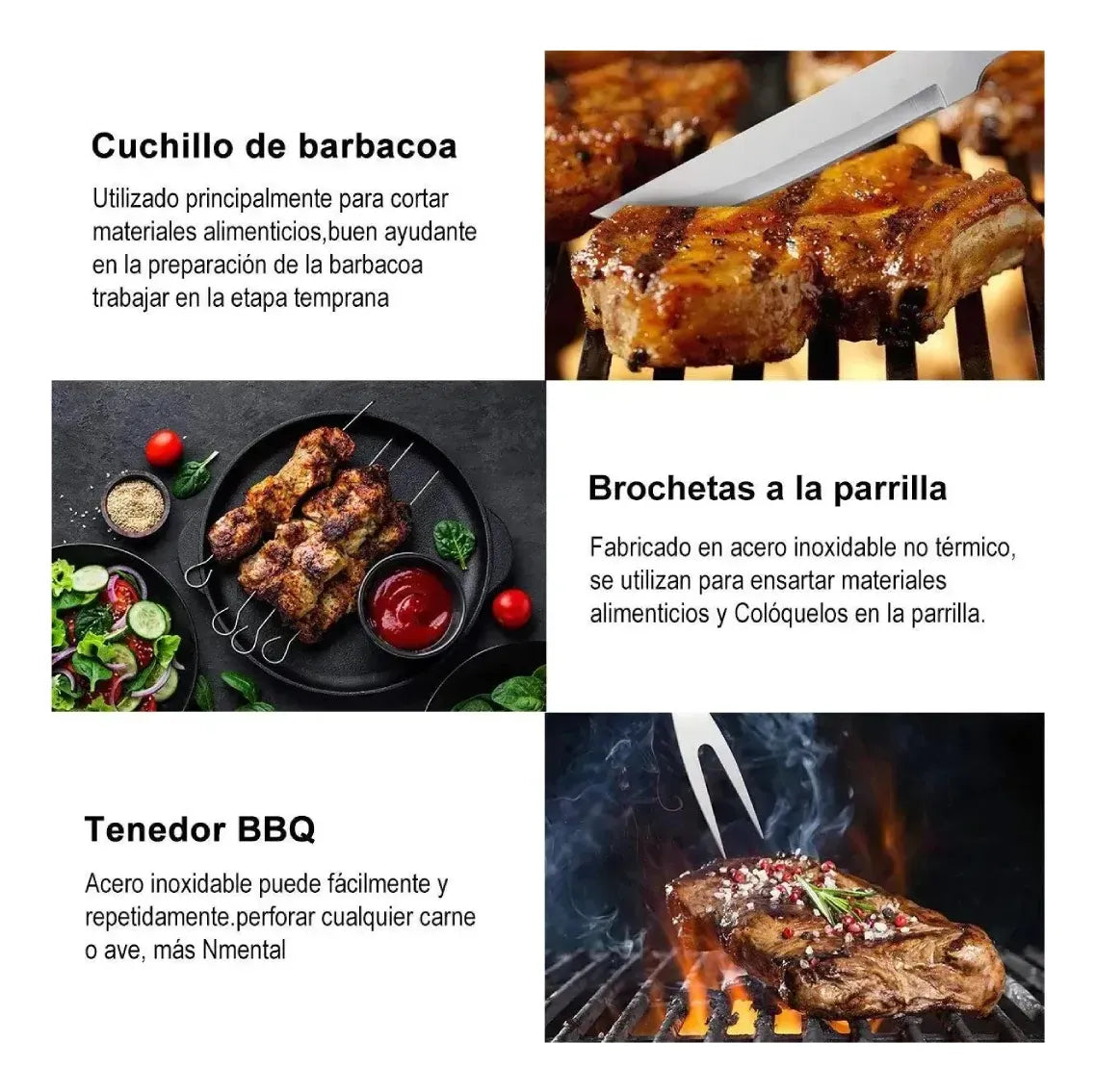 Juego De Utensilios Para Asado Bbq 9 Piezas Acero Inoxidable