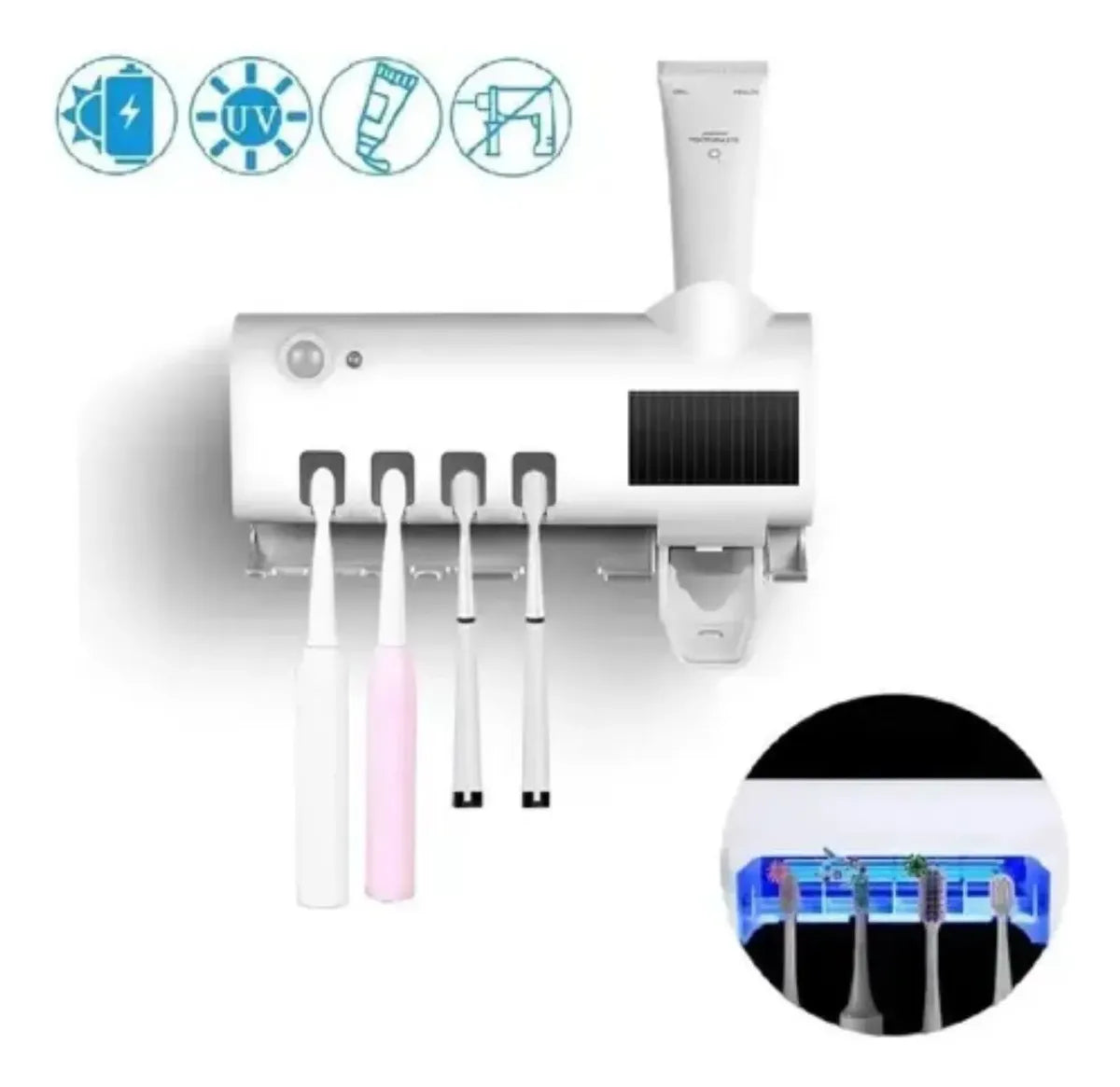 Soporte Esterilizador De Cepillos Dispensador Crema Dental