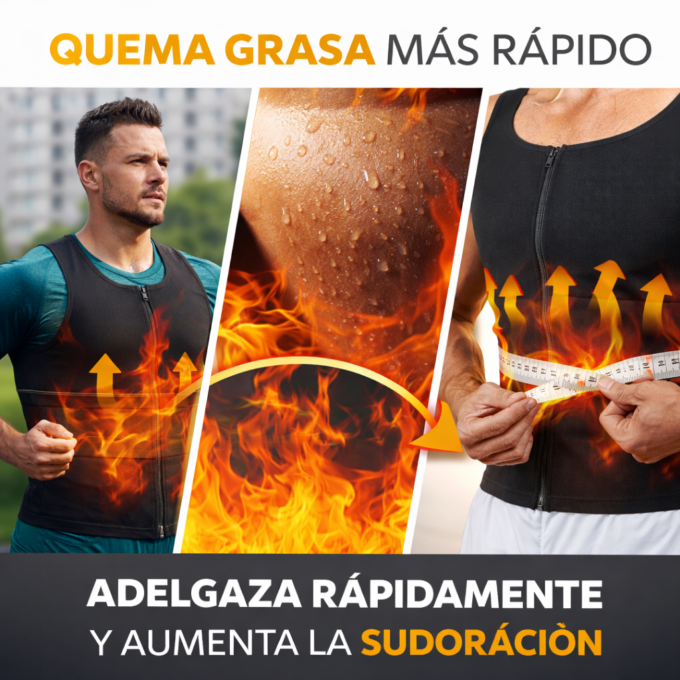 Chaleco Sauna Reductor Hombre Faja Térmica Moldeadora Abdomen Gym