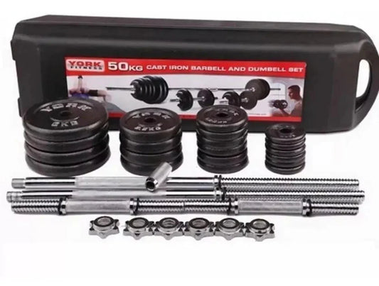 Kit Juego de Pesas 50Kg Negras — Set Multifuncional
