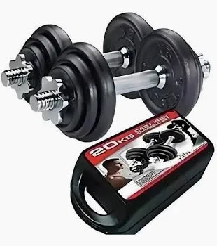 Kit de Pesas 20 Kg Negro — Set Modular con Barra y Discos para Gimnasio en Casa