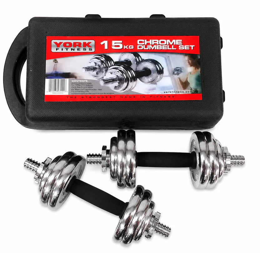 SET PESAS ELECTROPLATEADO 15KG