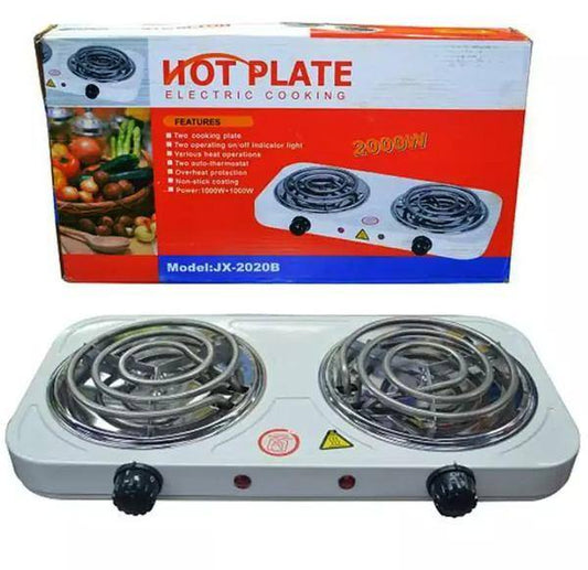 Estufa Eléctrica Hot Plate JX-200W 2 Quemadores 5 Niveles 2000W Blanca