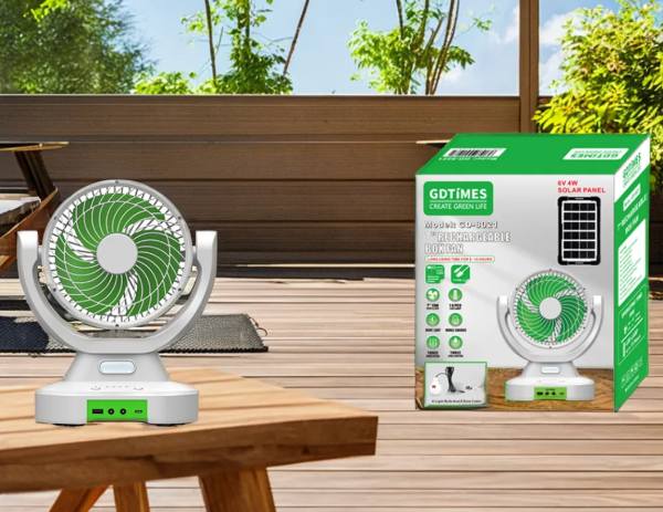GDTIMES, ventilador de mesa Solar de 9 pulgadas 8023