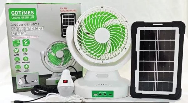 GDTIMES, ventilador de mesa Solar de 9 pulgadas 8023