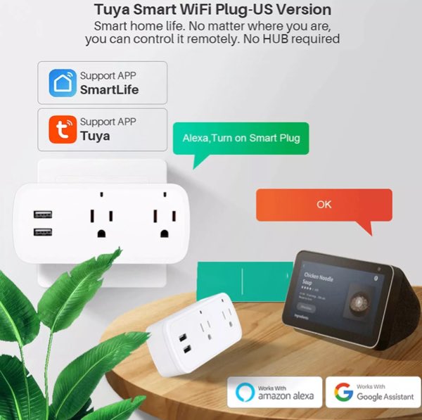 Enchufe inteligente toma corriente doble con alexa 3398-9