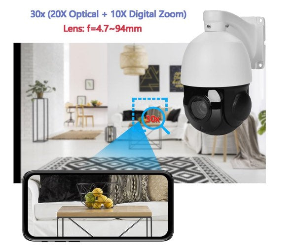 Camara IP PTZ 2K 8MP Red 30X Zoom PTZ