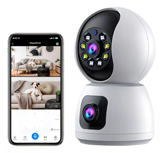 Camara Ip Wifi Doble Lente 360 Interior Sirenas Alarma R11-20C