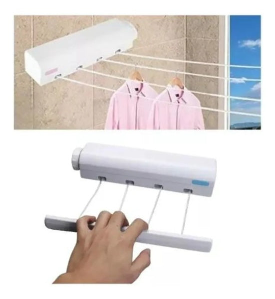 Tendedero Extensible Retráctil Para Ropa 4 Cuerdas De Pared-KAQQ-5860