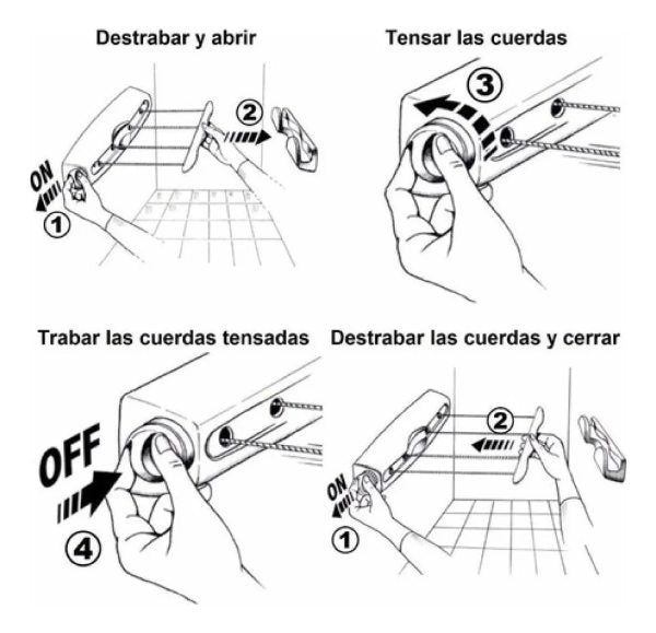 Tendedero Extensible Retráctil Para Ropa 4 Cuerdas De Pared-KAQQ-5860