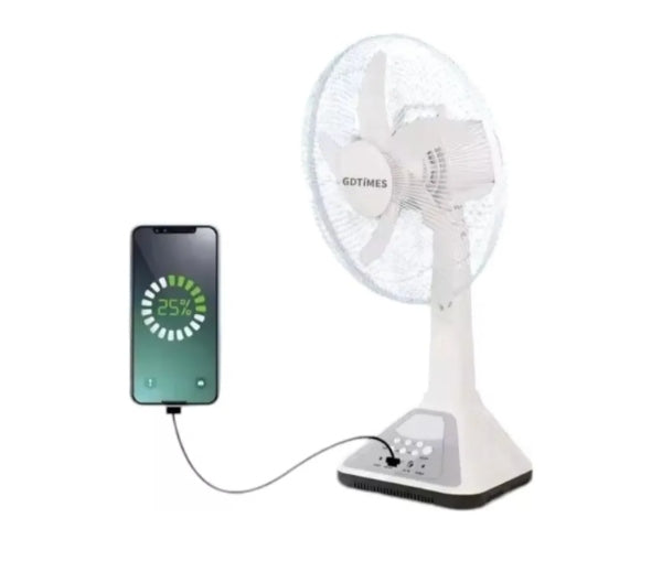 Ventilador Recargable Con Panel Solar 16 Gd-316