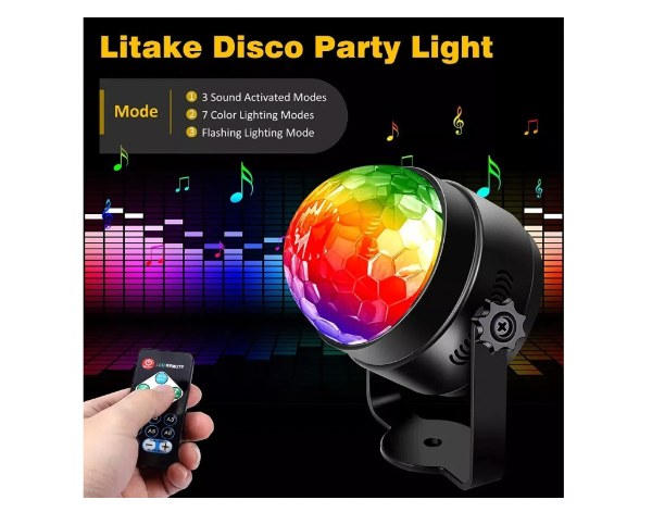 Bola Disco Luz Ritmica Remoto 7 Modos Luces DS-113