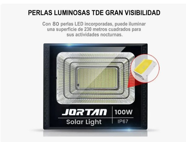 Reflector Solar Jortan 100w Lampara Led Exterior JT-YY100W