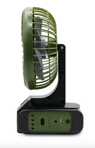 Ventilador Eléctrico Gd-8081, Usb, Panel Solar Y 3 Bombillas 2.54 Cm Verde Musgo Negro 7