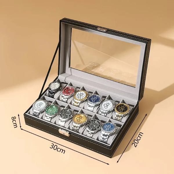 Caja Para Relojes Y Estuche Organizador De Joyas 12 Espacios-
