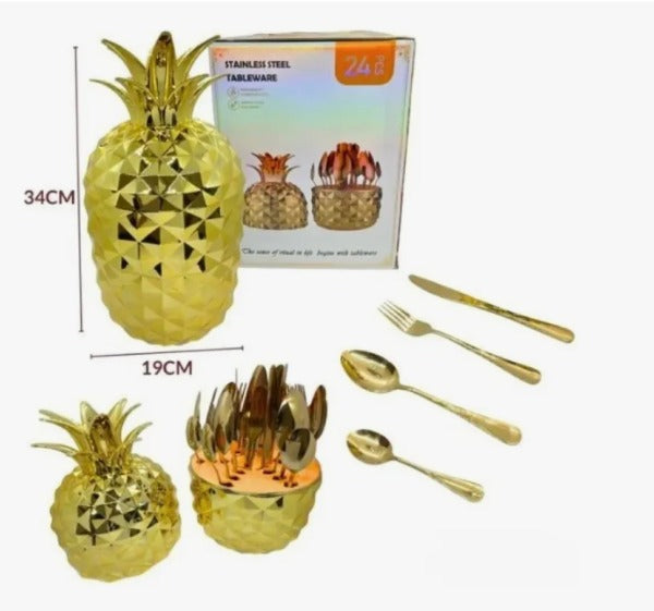 Juego De Cubiertos En Acero X 24 Piezas En Forma De Piña