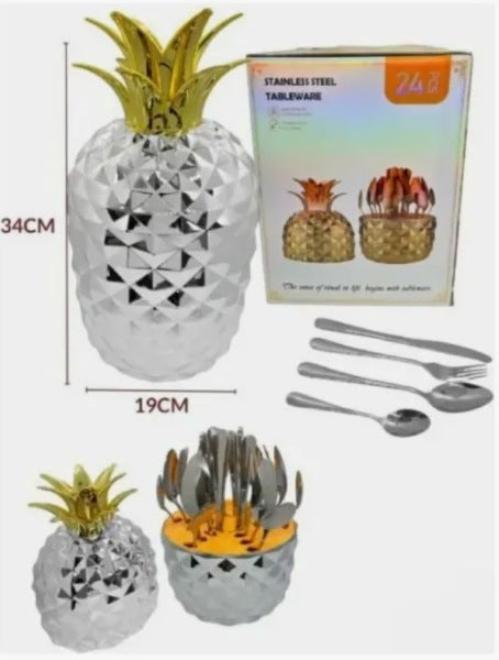 Juego De Cubiertos En Acero X 24 Piezas En Forma De Piña