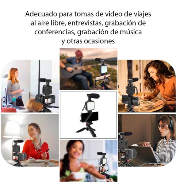 Kit De Grabacion Estabilizador Luz Led Y Micrófono