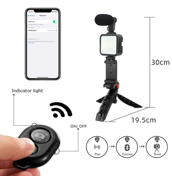 Kit De Grabacion Estabilizador Luz Led Y Micrófono