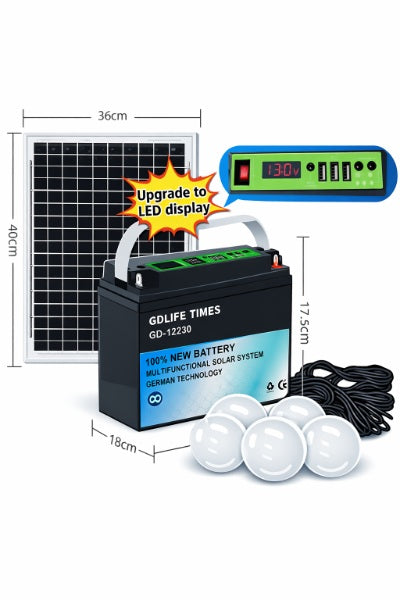 Batería 12v Recargable Solar 3 Bombillos Panel