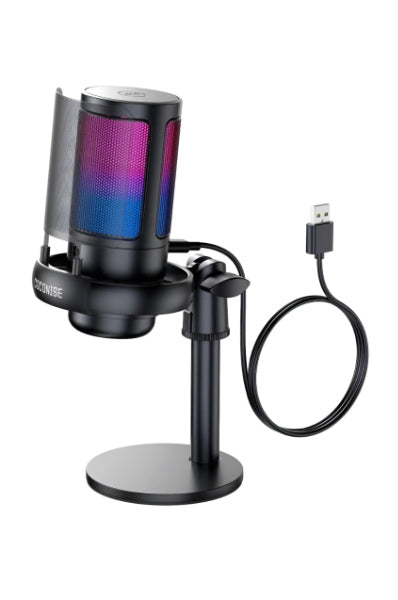 Microfono Condensador Gamer Usb Me6P Rgb Negro MEDIDAS 14X24X9