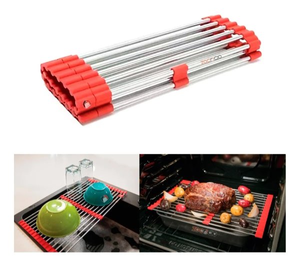 Escurridor 2 En1 Rejilla De Cocina Expandible Multifuncional