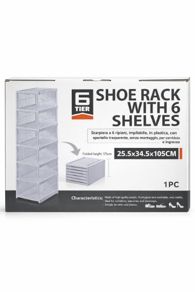 Zapatero 6 Niveles Plegable Organizador Almacenamiento Blanco OZ-6P