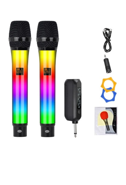Microfono Koraoke Inalámbrico Recargable De 2,4g Con Luz Rgb WX-82