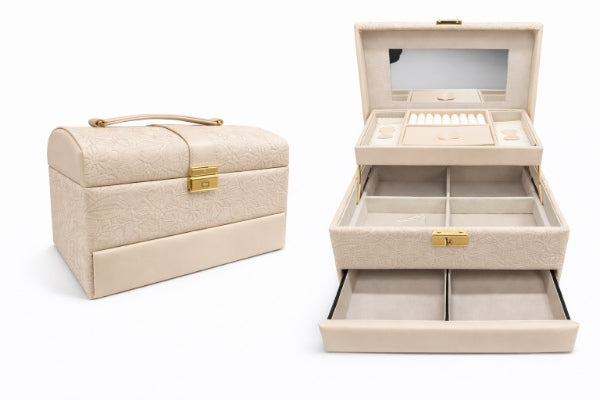 joyero Alhajero Organizador Con Cajones Espejo Joyas Anillos Caravanas