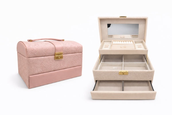 joyero Alhajero Organizador Con Cajones Espejo Joyas Anillos Caravanas