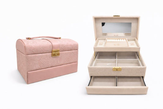 joyero Alhajero Organizador Con Cajones Espejo Joyas Anillos Caravanas