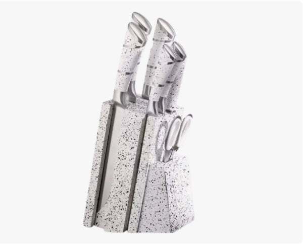 Juego de cuchillos de cocina, 8 piezas de acero inoxidable con mango hueco de bloque para cuchillo de chef (blannco) HP-4002B