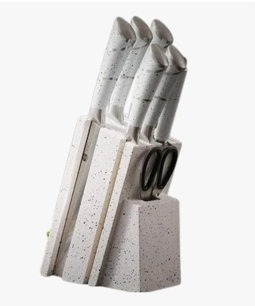 Juego de cuchillos de cocina, 8 piezas de acero inoxidable con mango hueco de bloque para cuchillo de chef (blannco) HP-4002B