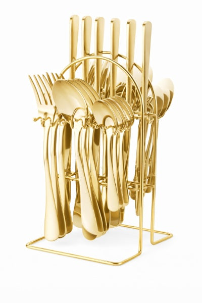 Juego Cubiertos Acero Inoxidable Base Soporte Plata Piezas Surtidas 1013-24PC-P 1013-24PC-D 1013-24PC-N