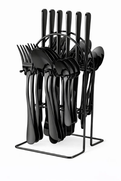 Juego Cubiertos Acero Inoxidable Base Soporte Plata Piezas Surtidas 1013-24PC-P 1013-24PC-D 1013-24PC-N