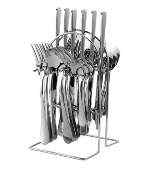 Juego Cubiertos Acero Inoxidable Base Soporte Plata Piezas Surtidas 1013-24PC-P 1013-24PC-D 1013-24PC-N