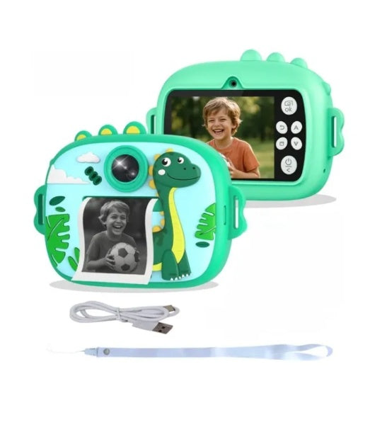 Camara de impresión instantánea para niños con cubierta de silicona de 2.4 pulgadas doble lente 1172-1 verde
