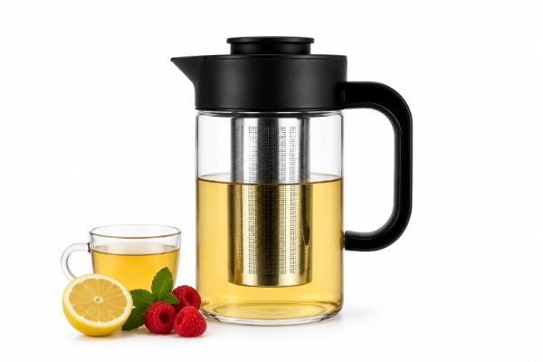 Jarra De Vidrio Para Té O infusiones Con Tapa y separador, Capacidad Grande 1.000 LTS
