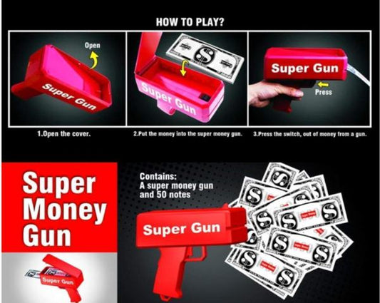 Pistola Lanza Billetes Cash Super Gun Fiesta Money Rain 699