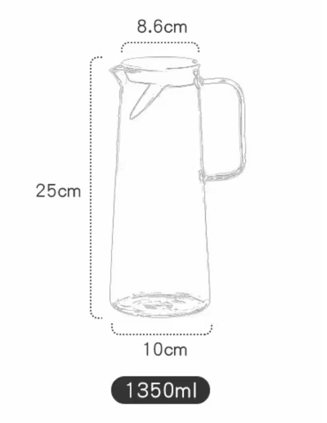 Jarra Hervidora De Cristal Con Tapa De 1350 Ml Hermética
